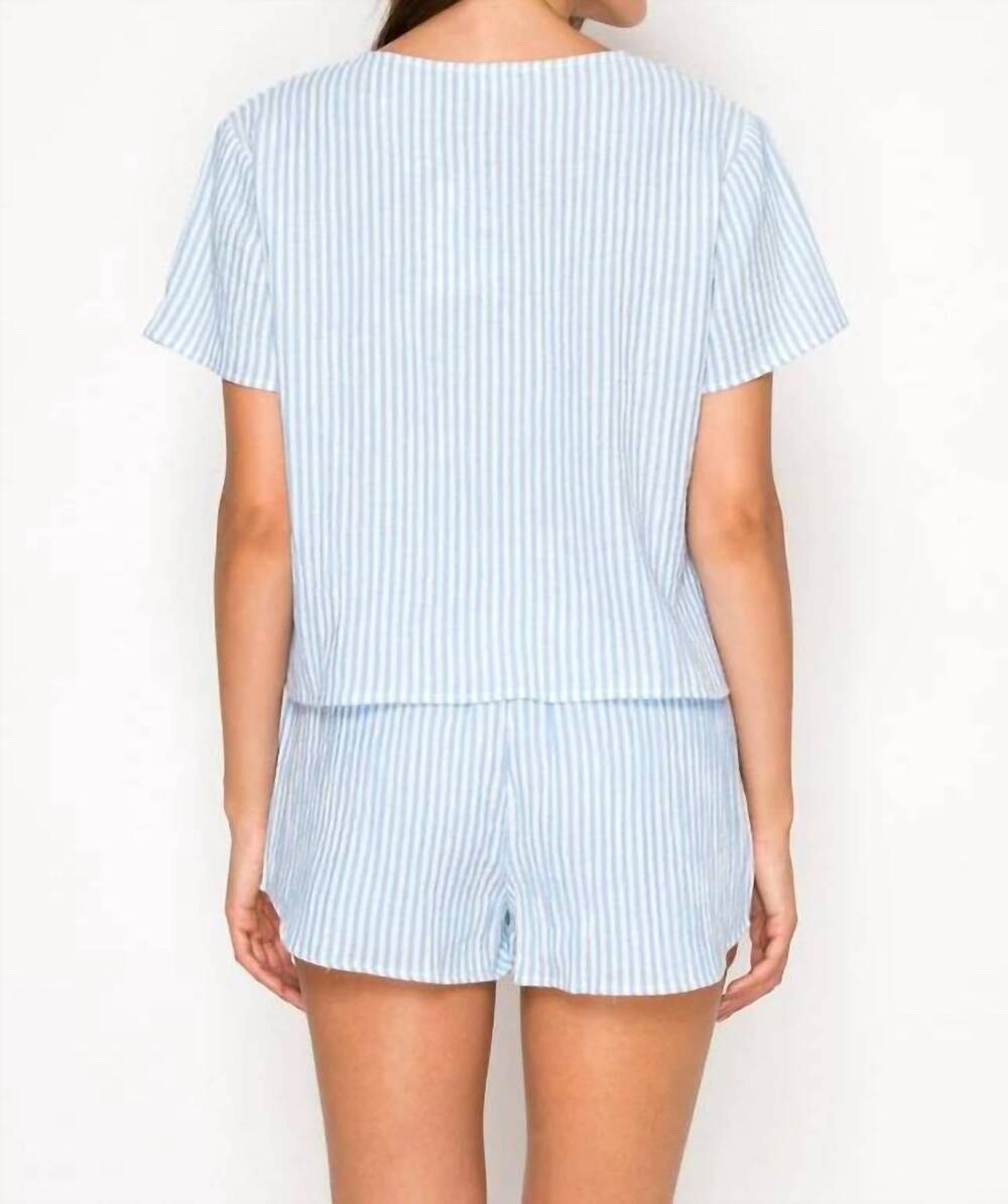 NEW MEET ME IN SANTORINI gauze stripe set in blue - Picture 3 of 4